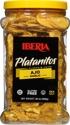 Iberia Plantain Chips Garlic (Jar) 20 oz